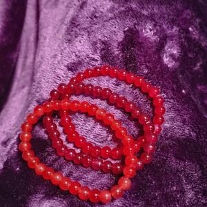 Handmade three piece cute colorful bright cool red bracelet set